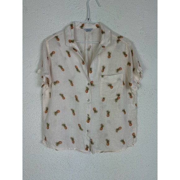 Rails linen cream pineapple button Zuma top plush pinas - Picture 3 of 8